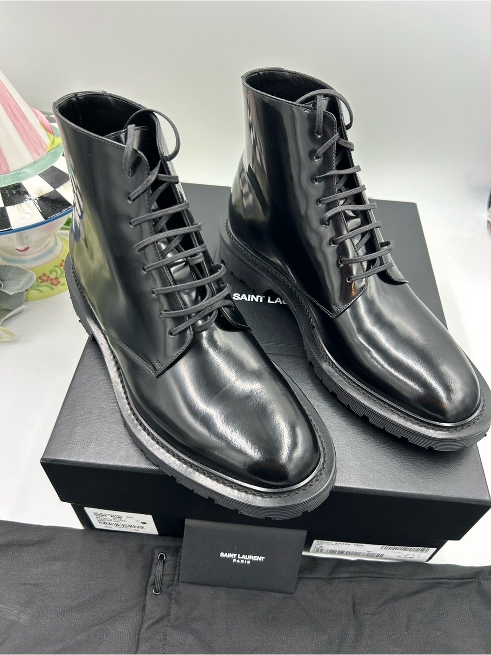 Men's Saint Laurent combat boots size 42 made in Italy NWT - Picture 3 of 12